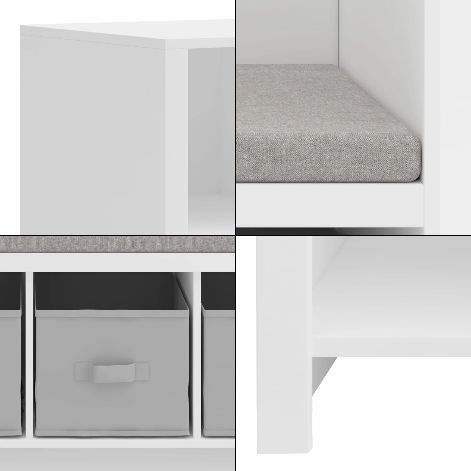 Kindersitzbank mit Regal Høylandet Sitzbank mit Stauraum 76 x 112 x 40 cm Weiß/Grau