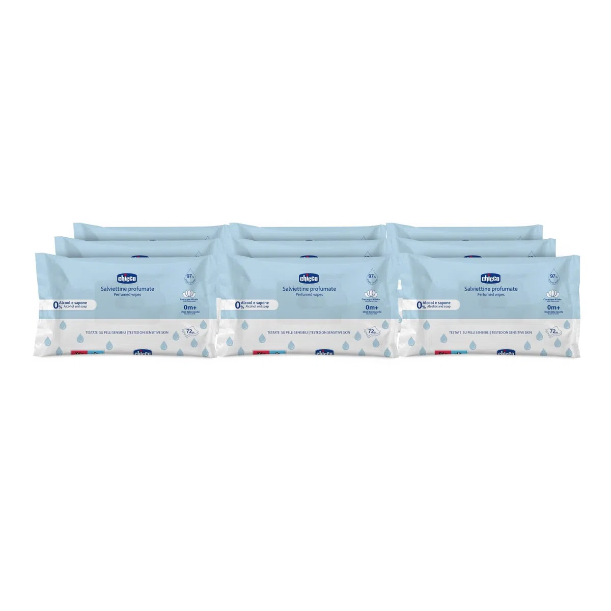 Chicco Feuchttücher Multipack, Set Windel Blaubär | Kinderhaus Blaubär: ohne Alkohol & Seife, mit Lotuswasser, für empfindliche Haut, 72 Tücher
