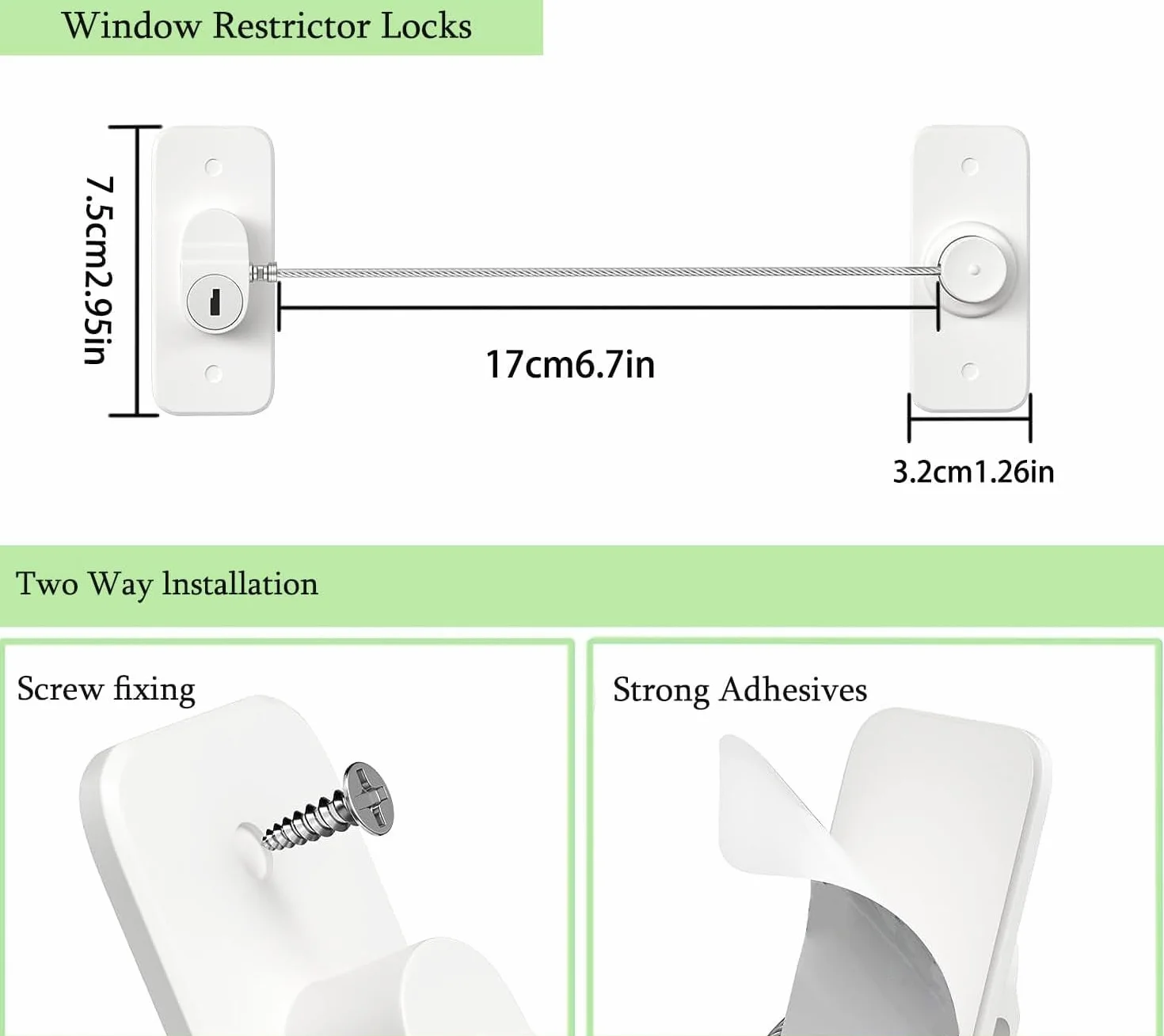 Safety Lock for Cupboards and Windows for Kids Strong Adhesive Screw Fixing