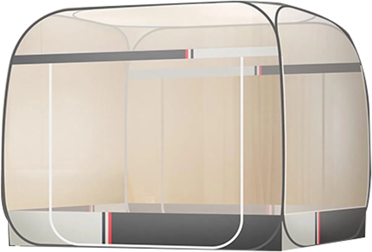 Moskitonetz für drinnen und draußen, faltbares Pop-Up-Moskitonetz aus Draht für Schlafzimmer/Garten (Grau, 1,2 x 2,0 x 1,5 m)