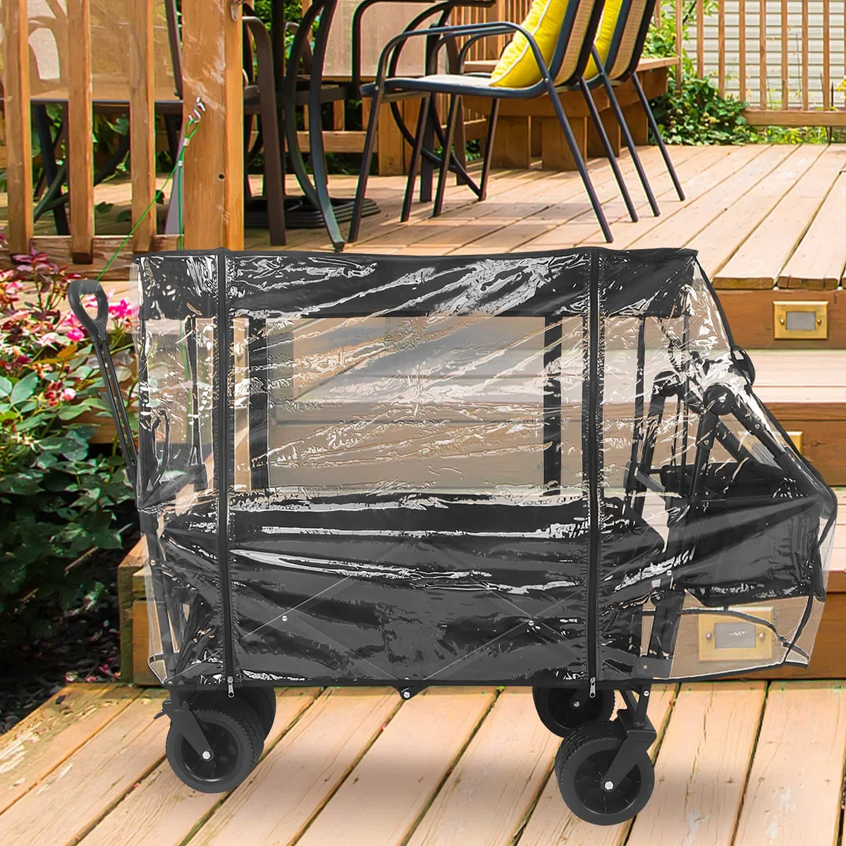 Transparenter Regenschutz für Wagen aus PVC Faltbare Schutzhülle Widerstandsfähig gegen Schmutz für Outdoor Picknicks und Camping