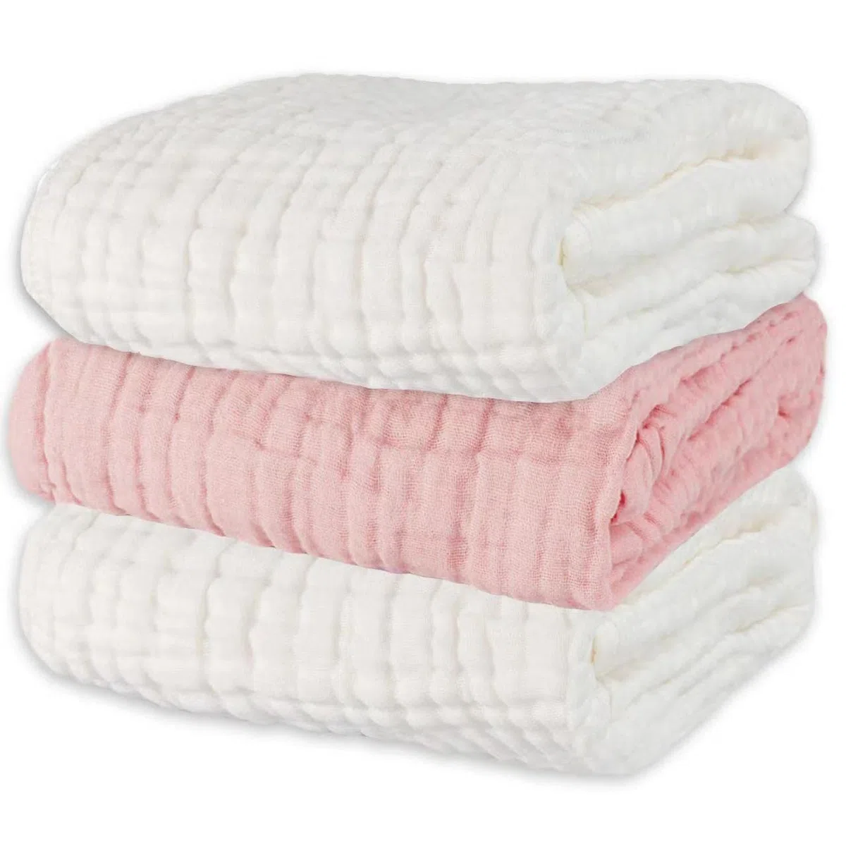 Baby-Musselin-Badetuch, 3er-Pack, 101,6 x 101,6 cm, 6-lagige Baumwolle, für Neugeborene