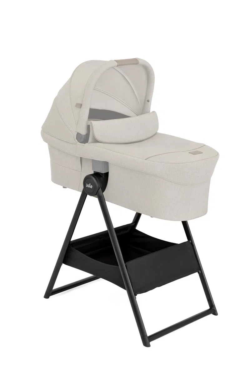 Joie Tragetaschen-Ständer – Kompakt zusammenklappbar, leichtes Gestell (2,86 kg) mit leicht zugänglichem Korb, kompatibel Tragetaschen & Babyschalen, Keine Adapter nötig, Black