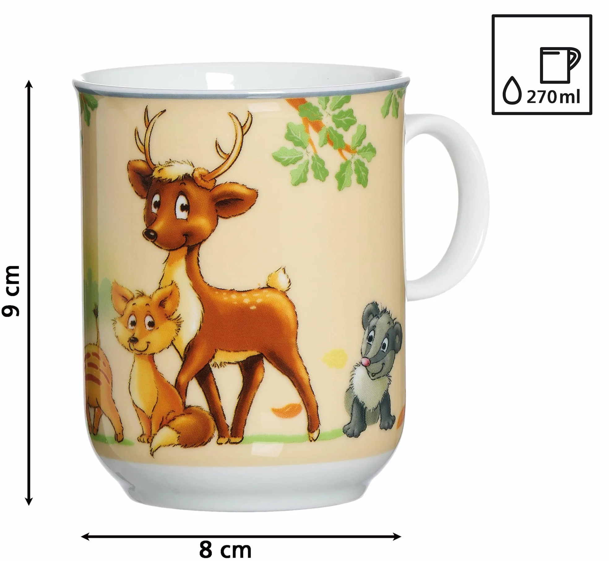 Ritzenhoff & Breker Kindergeschirr-Set Waldtiere mit Besteck und Trinkgläsern, 10-teilig, Porzellan