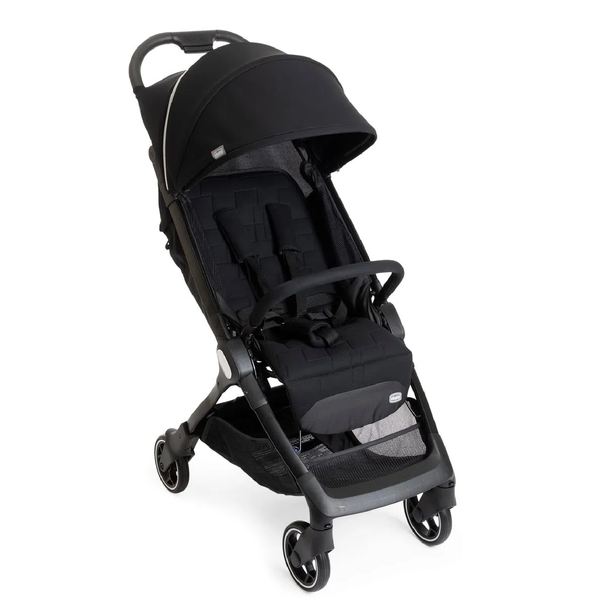 Chicco We Kinderwagen, faltbar, ultraleicht, ab Geburt bis 22 kg, Reise-Kinderwagen, ultra-kompakter, neigbar, EinHand-Verschluss, gepolsterte Schultergurte, Tasche und Regenschutz, Schwarz