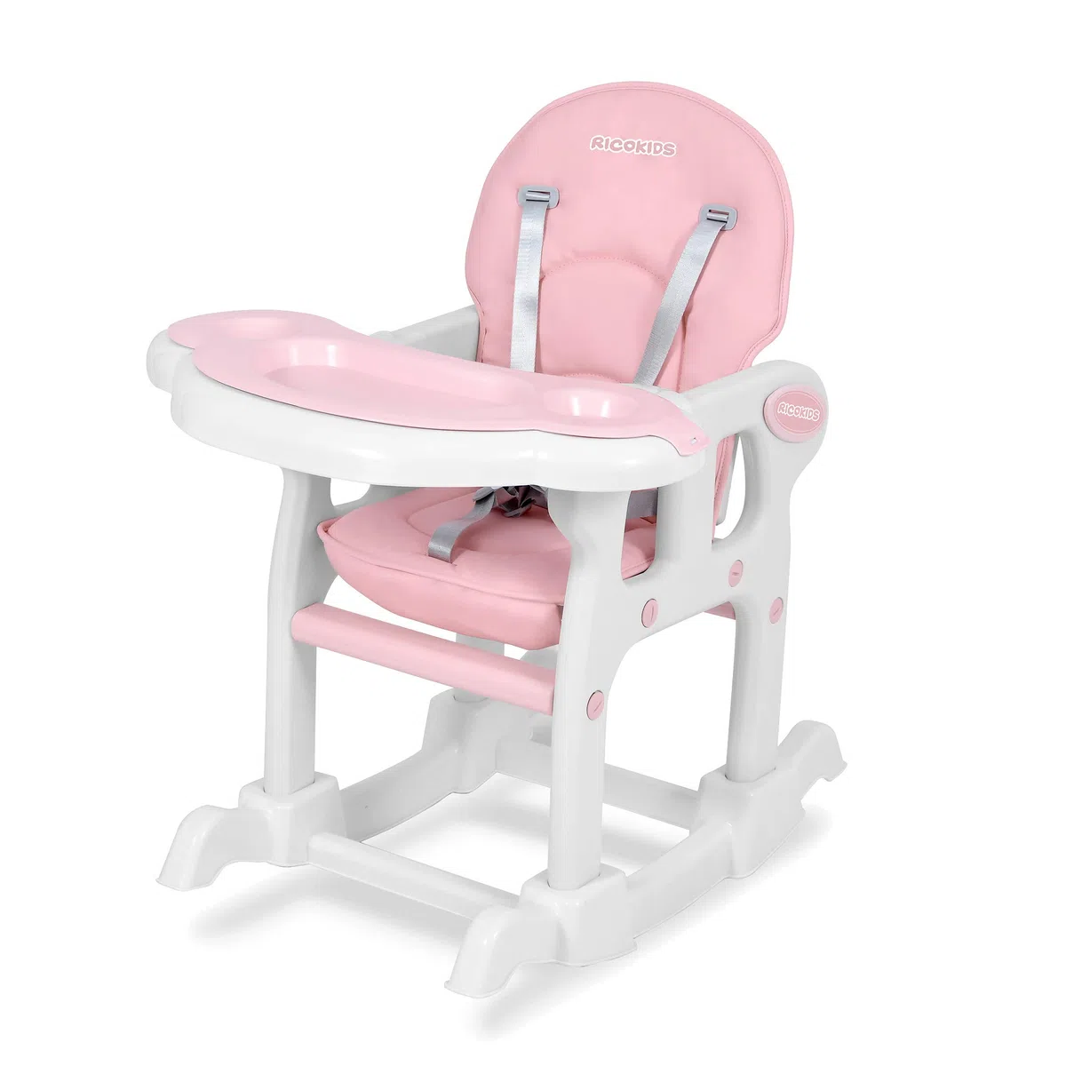 Ricokids Sinco Kinderhochstuhl Mitwachsender Multifunktions Hochstuhl 5in1 Tisch Babystuhl Regulierbar Schaukelfunktion Rosa