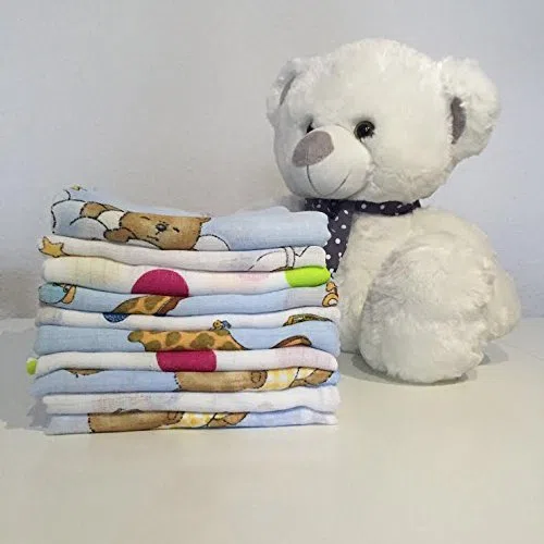 40 Stück - Stoffwindeln mit buntem Aufdruck Stoffwindel Windeln Windel Mullwindeln Spucktuch Spucktücher 80x80 cm