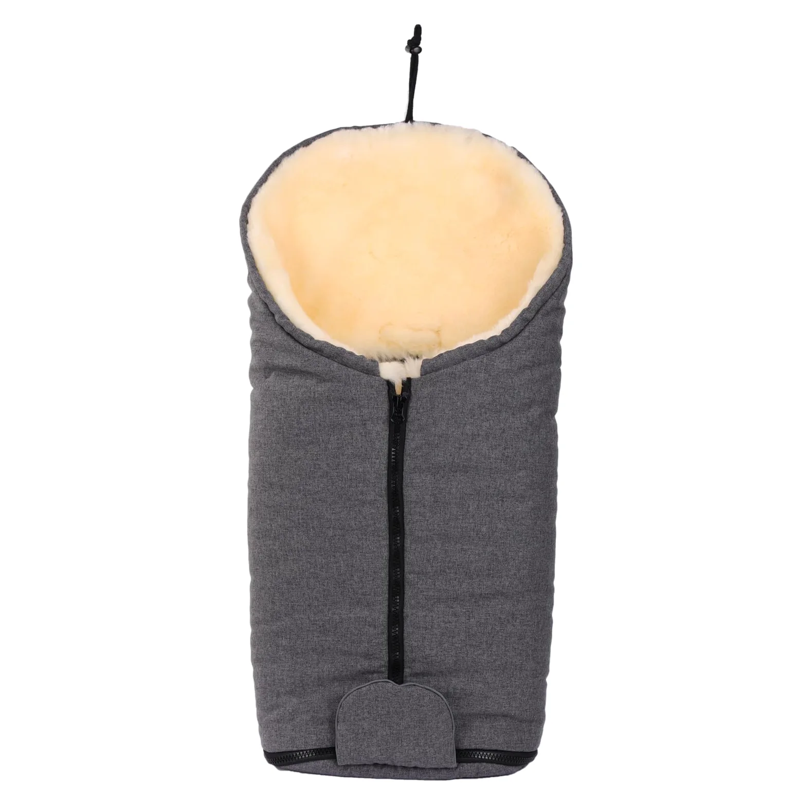 Lammfell-Fußsack für Kinderwagen, Fußsack aus Leinen, graue Farbe, echtes Schaffell, Kinderwagen, Warmer, winddichter Babyschlafsack (80X45CM) Dunkelgrau