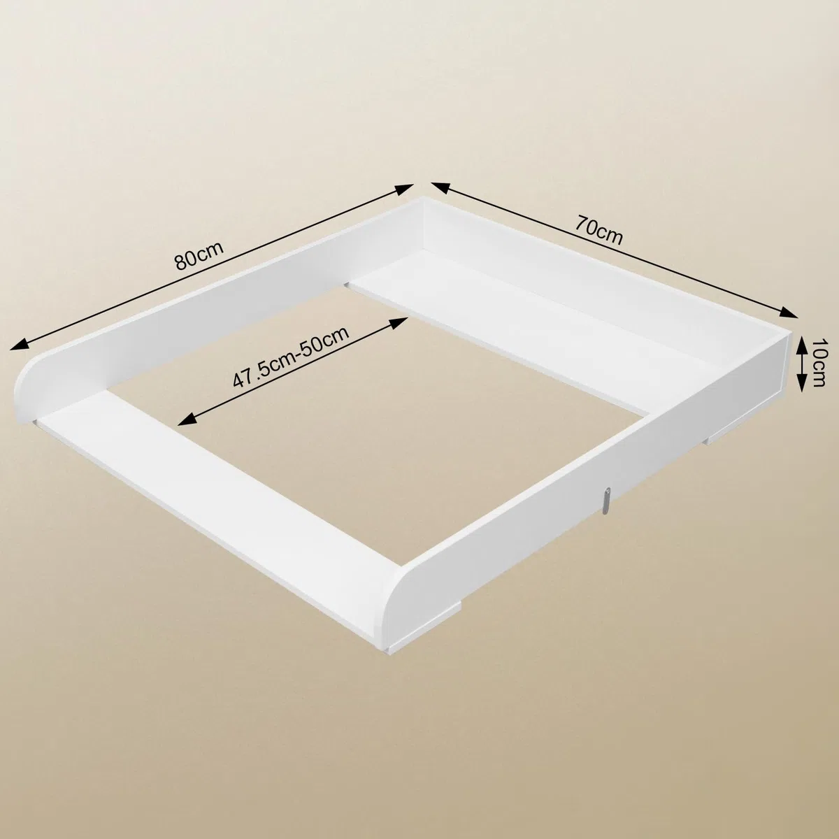 WOLTU Wickelaufsatz für Wickelkommode, Wickeltischaufsatz 70 x 10 x 80 cm, passend für Tiefe 47,5–50 cm, mit Metallschnallen und Anti-Kipp-Gurt zur Wandbefestigung, Weiß