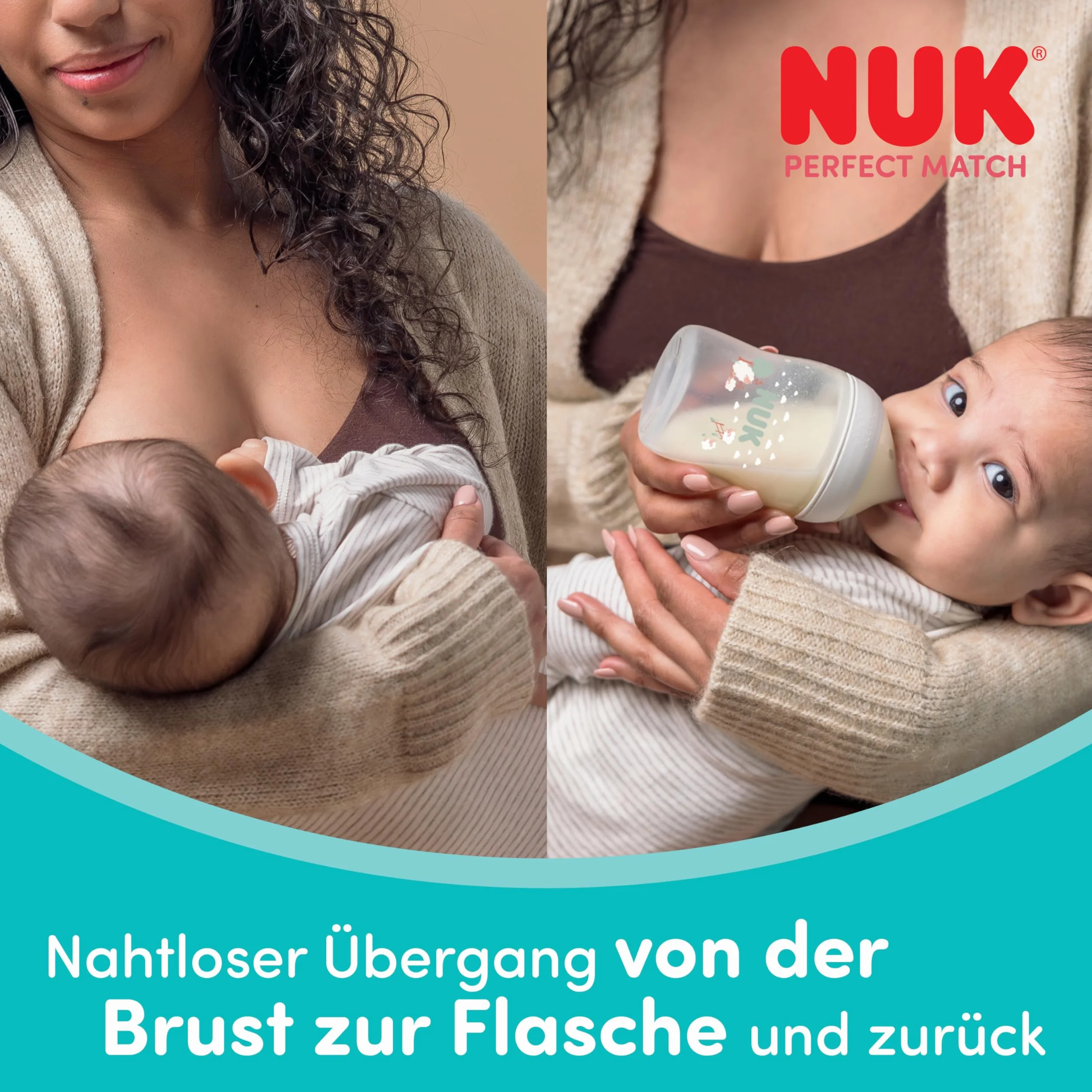 NUK Perfect Match Perfect Start Babyflaschen Geschenkset für Neugeborene | 0–6 Monate | 4 x Anti-Kolik-Flaschen (150 ml, 260 ml), 2x Sauger, 1x Air Schnuller, 1x Flaschenbürste | Regenbogen | 8 Stück