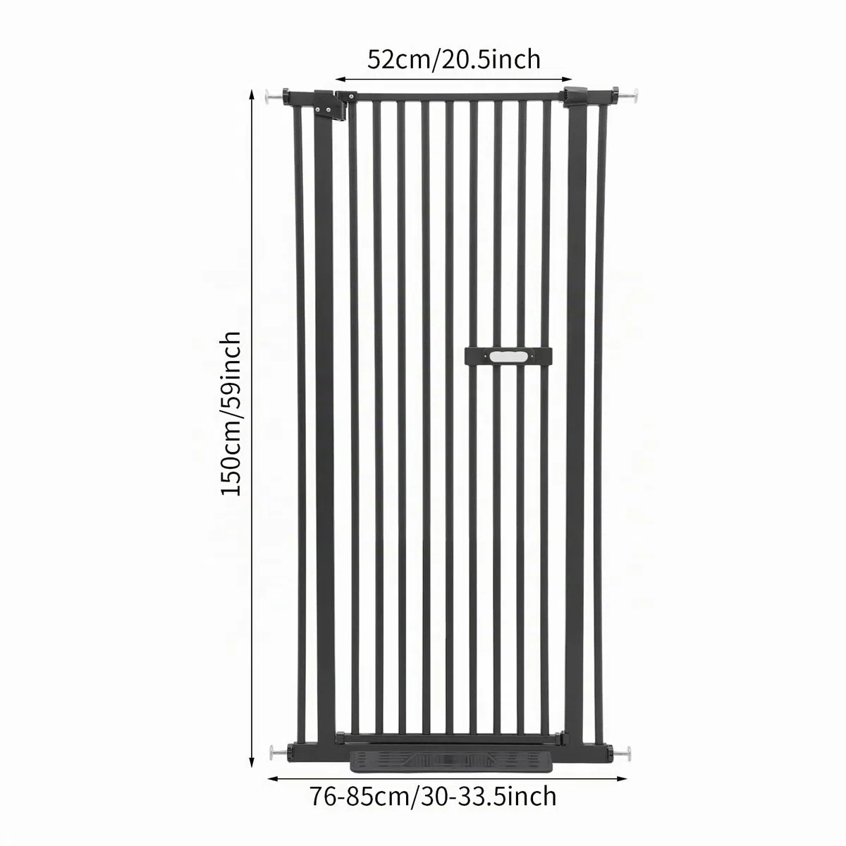 150cm Extra Hohes Haustiertor Treppenschutzgitter Ohne Bohren, Türschutzgitter Absperrgitter Hund Verstellbar 76-85cm, Katzengitter & Hundegitter 180° Schwenkbar (Schwarz, 150cm)