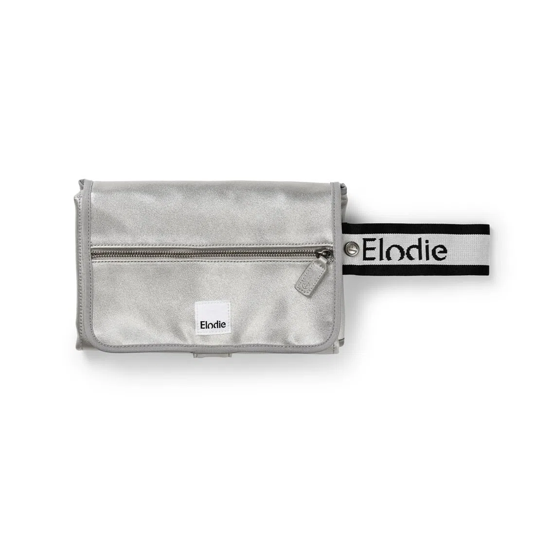 Elodie Details Wickelunterlage Unterwegs Baby – Faltbar Tragbar Kompakt, 2 abnehmbare Frottee-Bezüge waschbar, Fronttasche & Handschlaufe, schadstofffrei, Wickelauflage Reise 87x51 cm, Silver Sheen