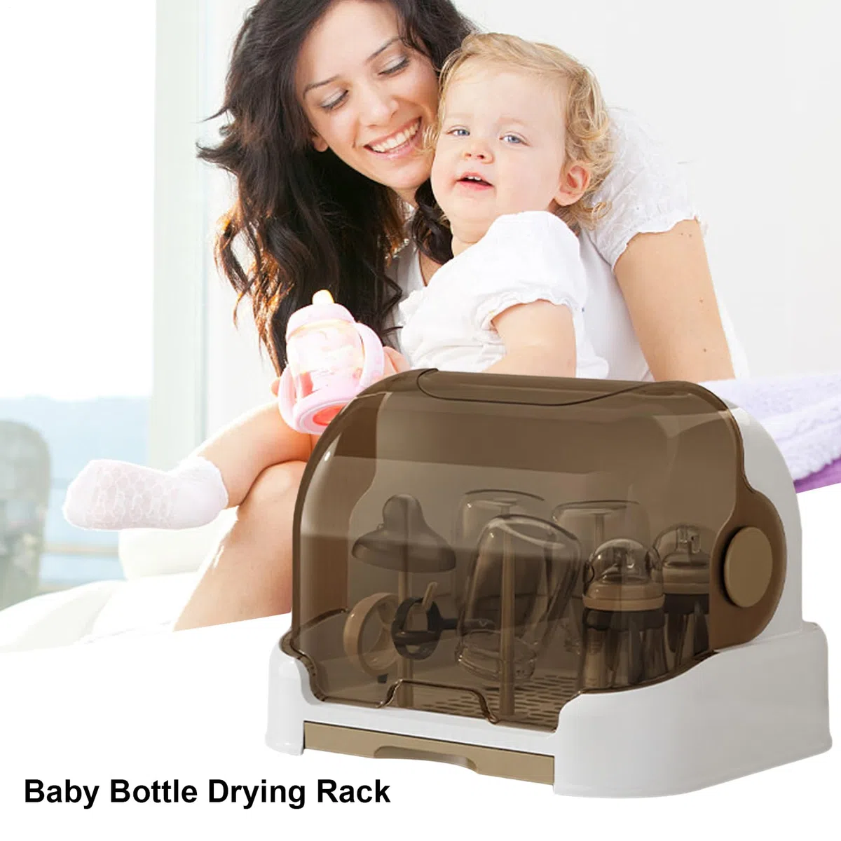 Abtropfgestell für Babyflaschen, Babyflaschenhalter mit abnehmbarer Abtropfschale, Babby Flaschen-Aufbewahrungsbox, langlebig, guter Abdichtungsschutz für Flaschen, Sauger, Tassen, Pumpe, Teile und