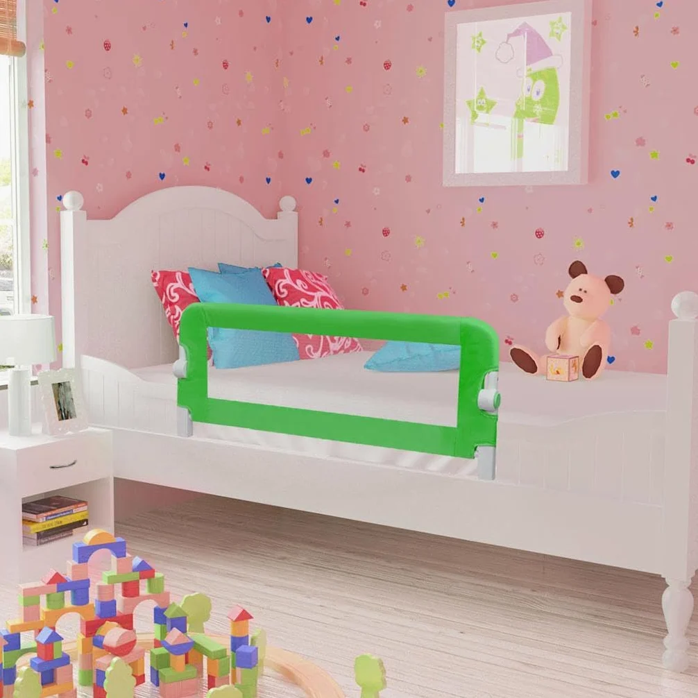 Kleinkind-Bettschutzgitter Grün 102x42 cm, 2 Stück klappbar, aus Polyestergewebe mit Metallschlauch, für Kinderbett, Babybett, Elternbett, schützt vor Sturz beim Schlafen
