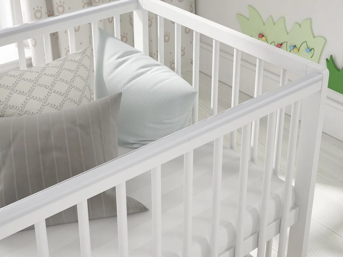 Love For Sleep Babybett Beistellbett 120x60cm mit Sicherheitsbarriere Umwandelbar und Matratze Weiß Denise Kinderbett Baby Bett Holz - Kinderbett Babybett, Mitwachsend Gitterbett Baby Bed