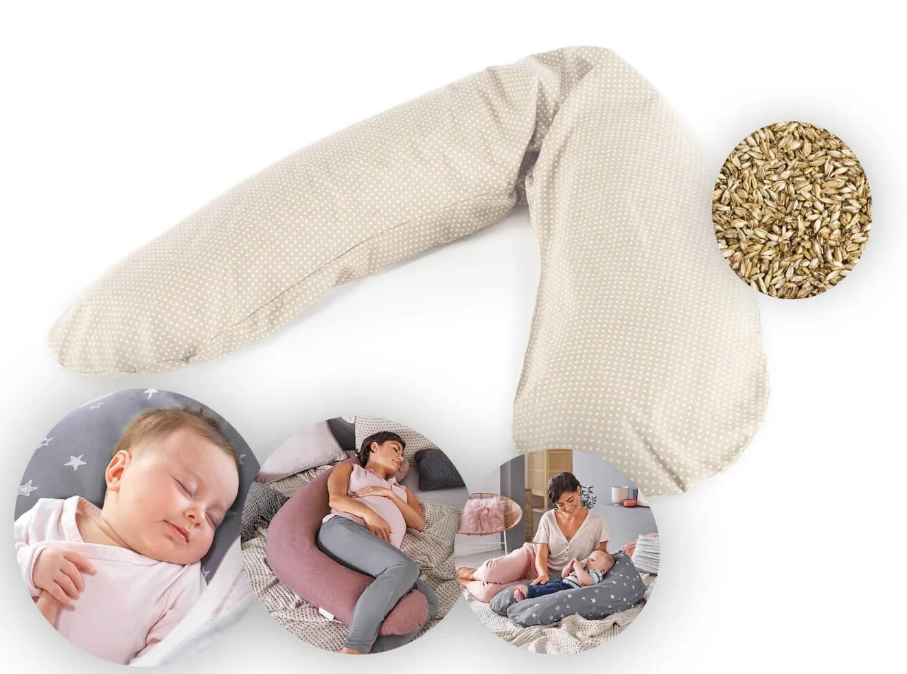 Theraline Stillkissen Das Original mit Dinkel Füllung - Farbe: 75 Punkte Beige