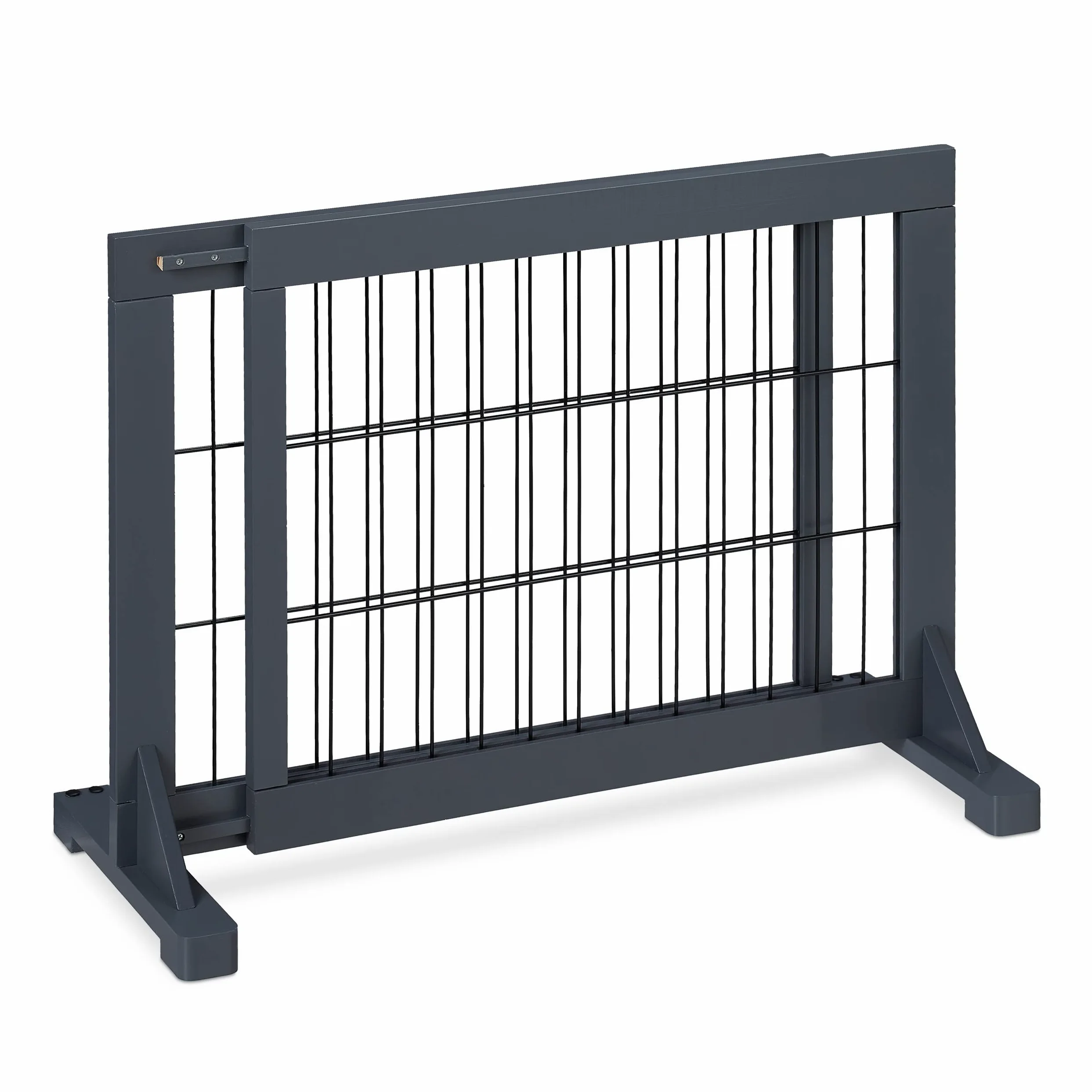 Relaxdays Absperrgitter, ausziehbares Schutzgitter, Treppe & Tür, HxB: 56 x 70-108 cm, freistehend, Kinder & Hunde, grau