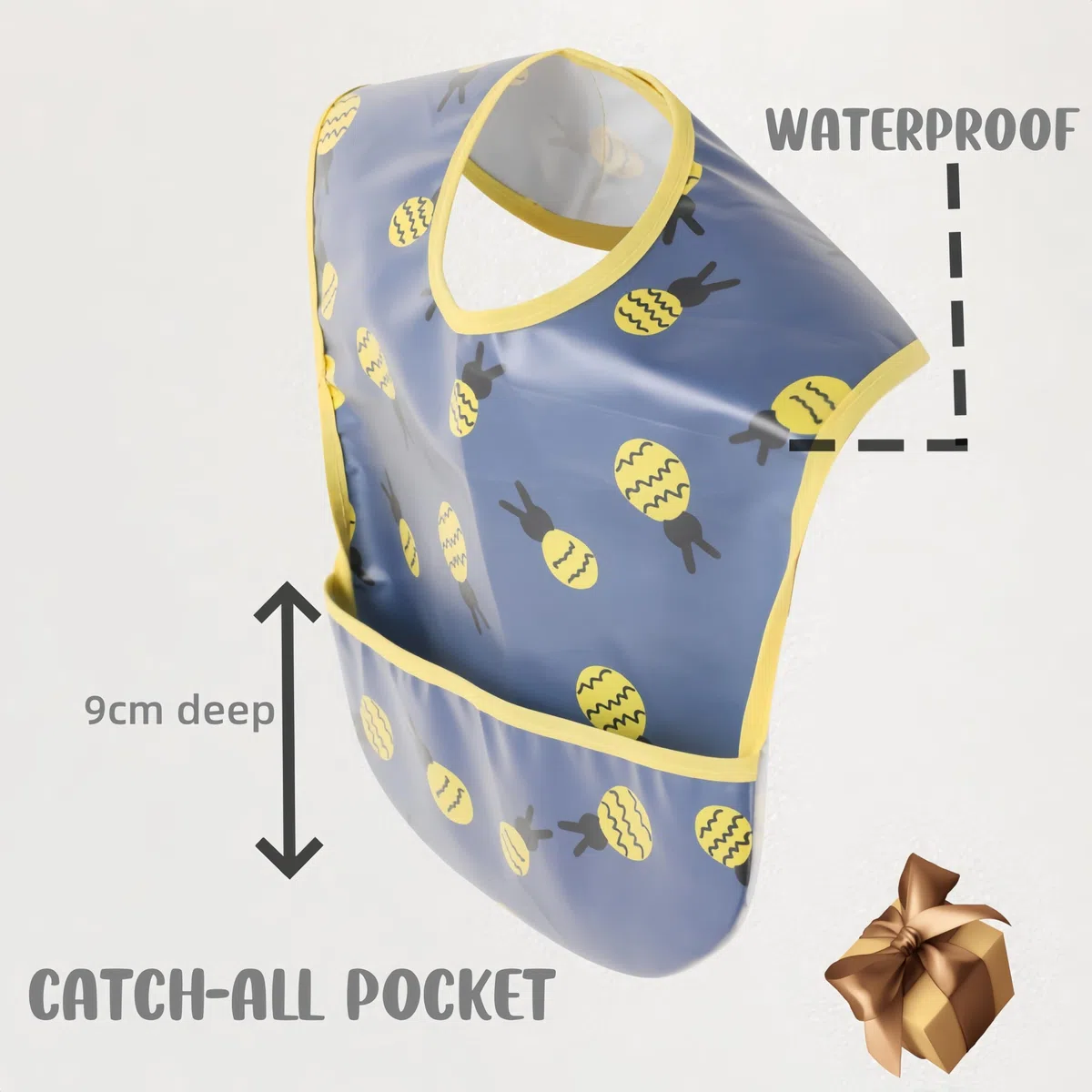 Wasserdichtes Lätzchen für 6-48 Monate Boys & Girls - Kurzarm Schürze mit Eingebauter Tasche