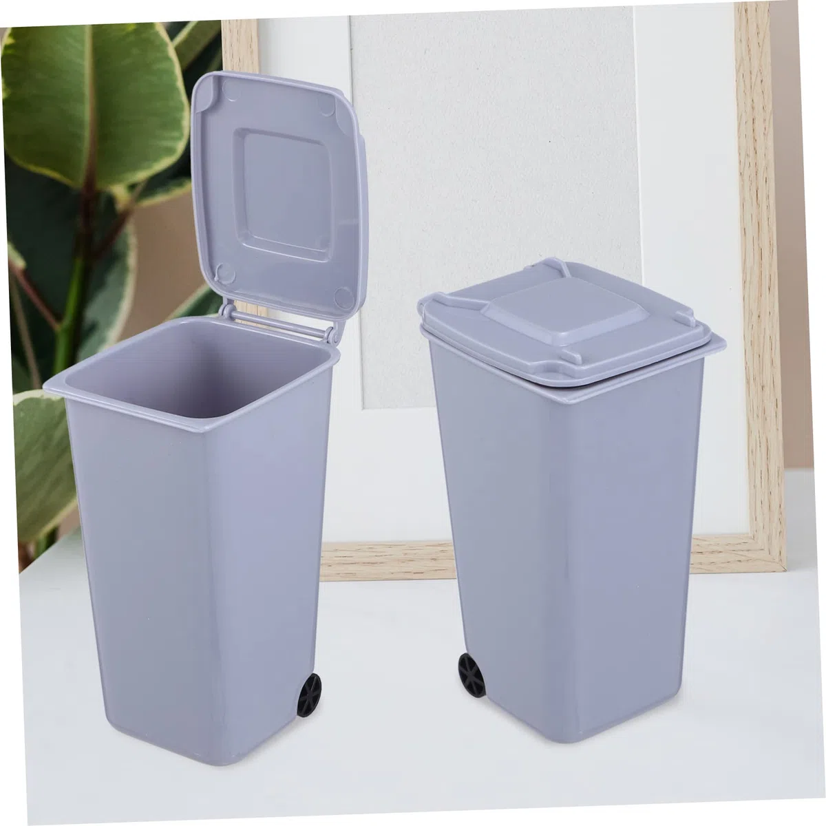 Mini-Mülleimer, Mini-Spielzeug, 8 Stück, Kunststoff, Mini-Mülleimer, Mini-Mülleimer, Kunststoff-Mülleimer, Tisch-Mülleimer, Multifunktions-Stifthalter, Mini-Desktop-Mülleimer, blauer Mülleimer (Farbe:
