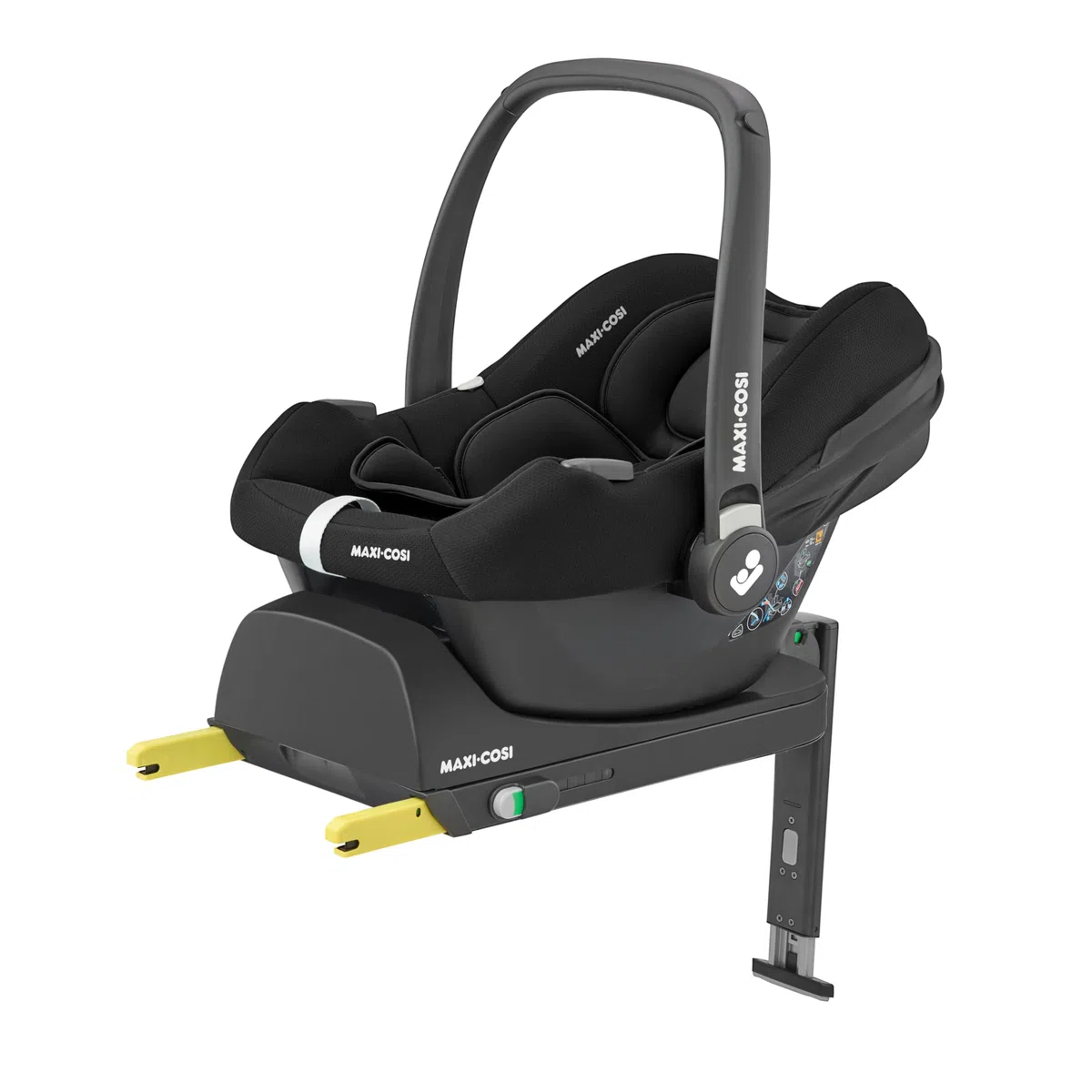 Maxi-Cosi CabrioFix i-Size Babyschale, CabrioFix i-Size ISOFIX Base Bundle - Gruppe 0+ Kindersitz, Flexibles Travelsystem, 0-12 Monate, 40-75 cm + CabrioFix i-Size Base, Essential Black