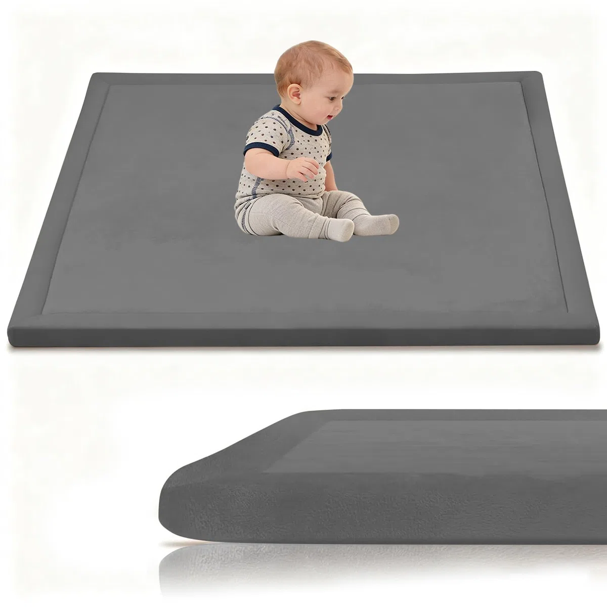 Krabbelmatte Baby 160 x 200 cm Dunkelgrau 3cm Extra Dick und Spielmatte Kinder, Spielteppich Baby Krabbelteppich für Babys Memory Foam Teppich Kinder für Kinderzimmer Tatami Matte