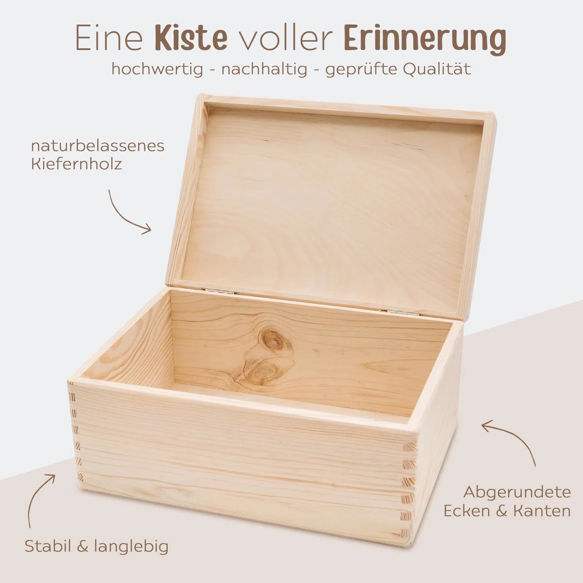 wunderwunsch - Personalisierte Erinnerungsbox Taufe mit Hochwertigem UV-Farbdruck - Geschenke Baby - Niedliche Erinnerungskiste aus Holz - Geschenk Taufe (Tiere unten Girlande, M flach-Klappdeckel)
