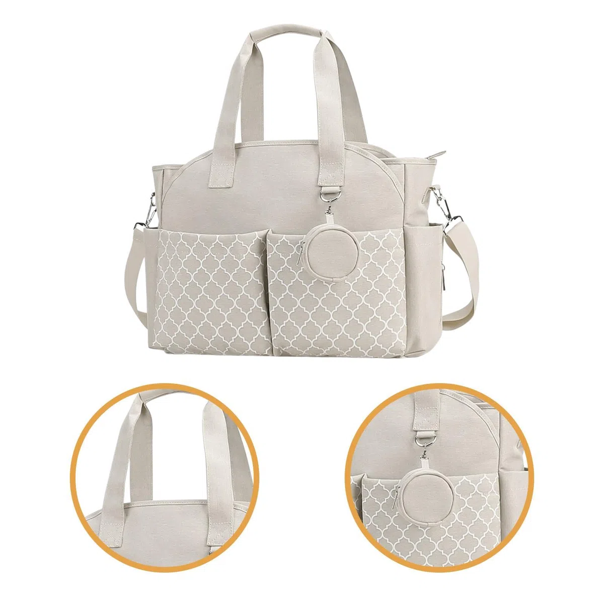 MERIGLARE Wickeltasche, Tragbare Wickeltasche, Organizer mit Großer Kapazität Und Schultergurt Aus Mattiertem Stoff, Vielseitiges Design, Geeignet für Mütter, R, Beigeweiß