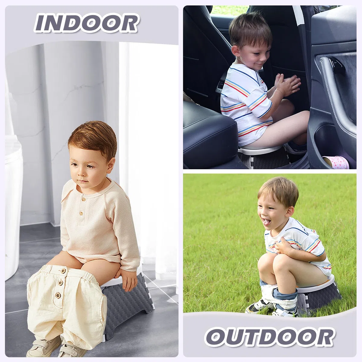 Tragbares, faltbares Reisetöpfchen für Kleinkinder, Kinder-Toilettensitz für Auto, Camping, drinnen und draußen, spritzwassergeschütztes Design, leicht zu reinigender Trainingssitz mit 30