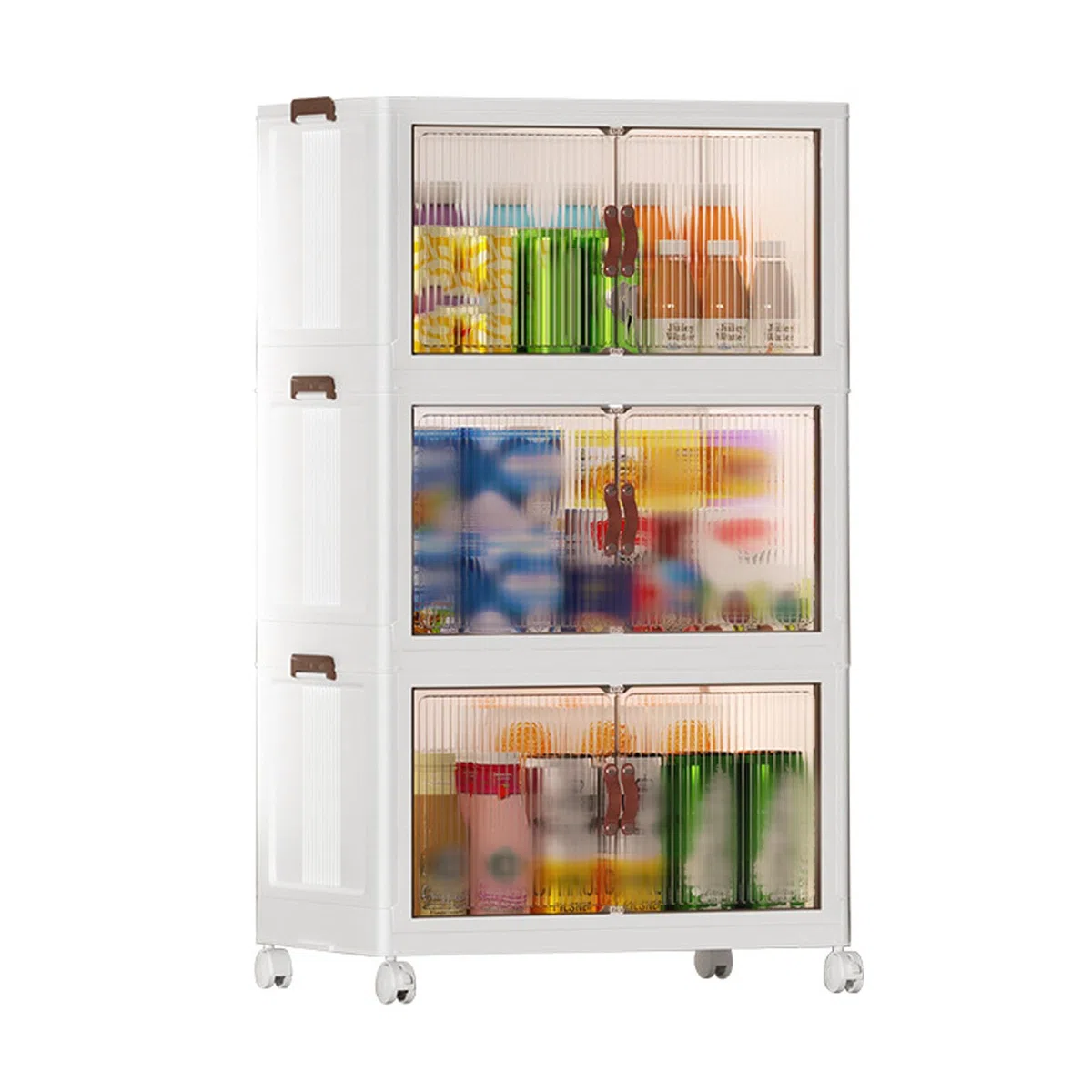 Multifunktionaler Zusammenklappbarer Aufbewahrungsschrank für, Snack-Organizer für Schlafzimmer, Kunststoff-Baby-Garderobe (3 Schichten)
