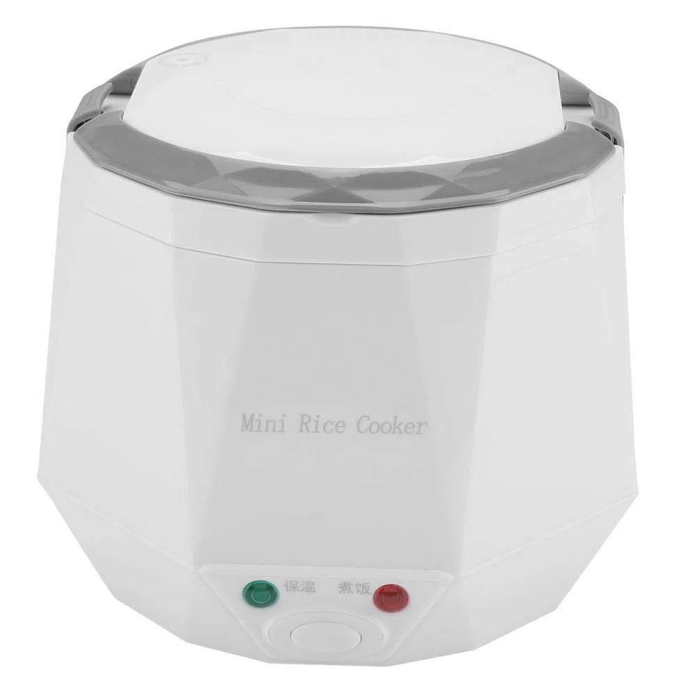 1.6 L Mini Reiskocher Elektrische Lunchbox Mini Electric Pot Tragbarer Multifunktionskochtopf Dampfgarer mit Antihaft Innentopf für truck Einsatz, 24V 140W(Weiß )