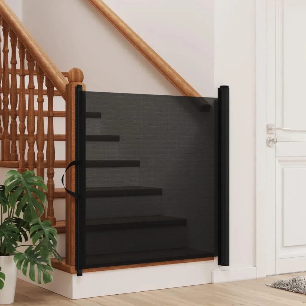 Generisch Haustier-Barriere Ausziehbar Schwarz 117,5x125 cm,Baby & Kleinkind,Babysicherheit,Baby- & Haustierschutzgitter-4004133