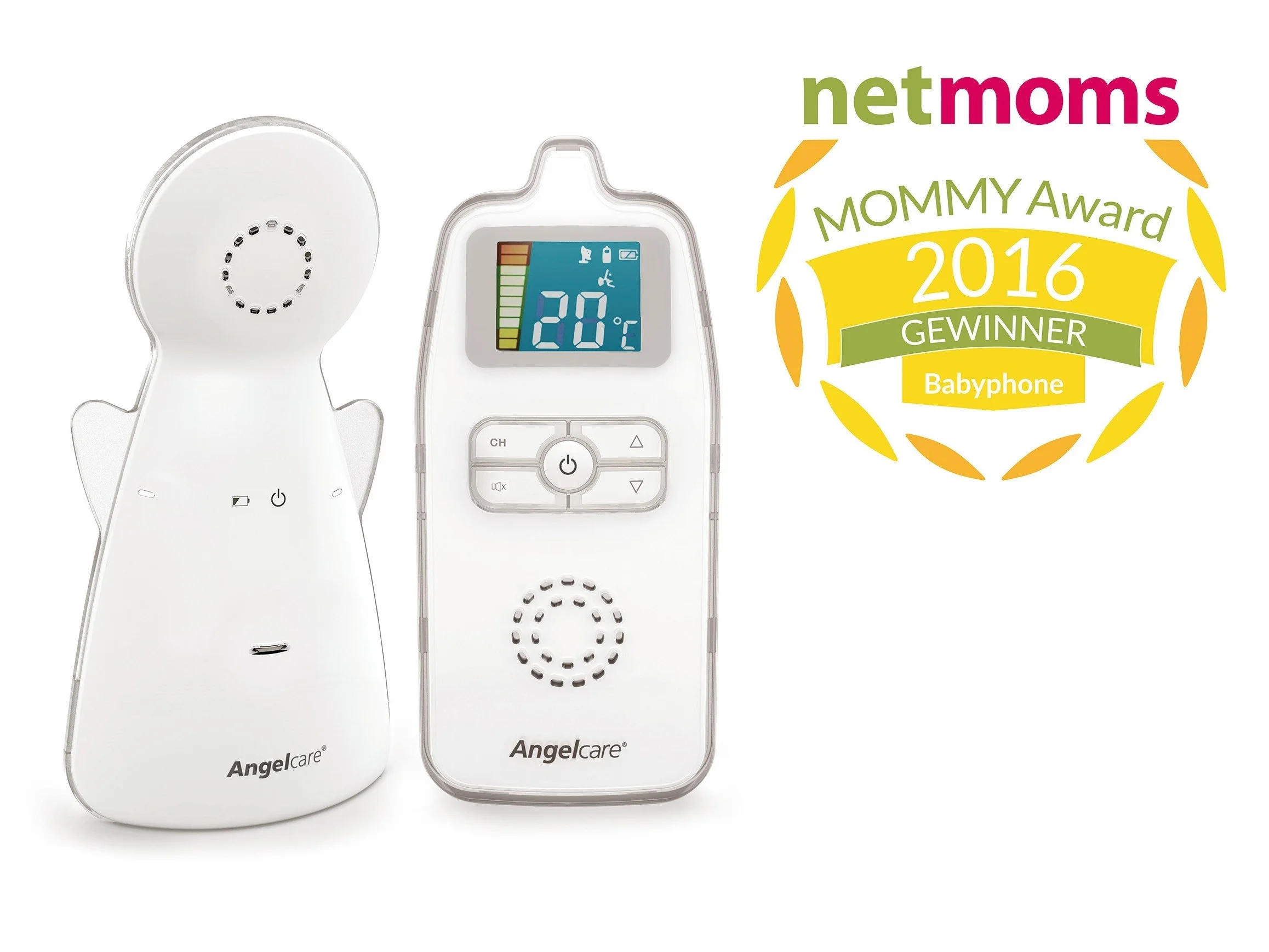 Angelcare Babyphone AC423-D, ÖKO-Test Testsieger, strahlungsarm, bis zu 250m Reichweite, Nachtlicht, Raumtemperaturanzeige