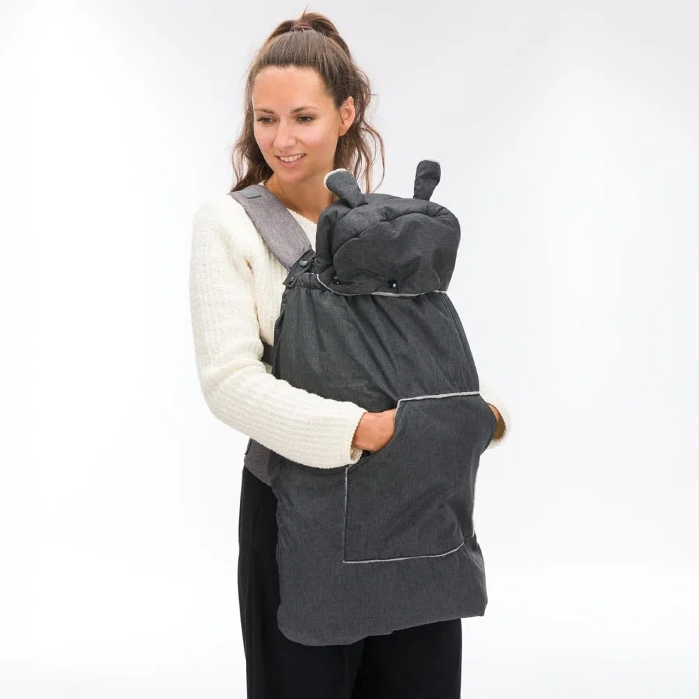 Fillikid Tragecover für Babytragen – wind- & wasserabweisender Wetterschutz mit Fleece-Innenfutter, Kapuze & Handwärmer-Tasche – universal passend