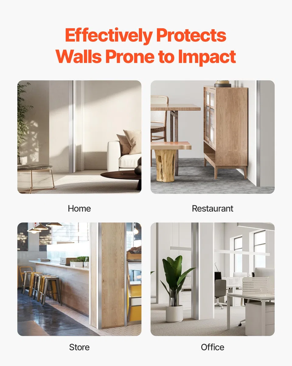 VEVOR Kantenschutz für Wand, aus Aluminiumlegierung, 50x50x1217 mm, 12er-Pack Eckenschutz im 90-Grad-Winkel in L-Form, mit 3M Klebeband, ideal für Zuhause, Büro & öffentliche Räume