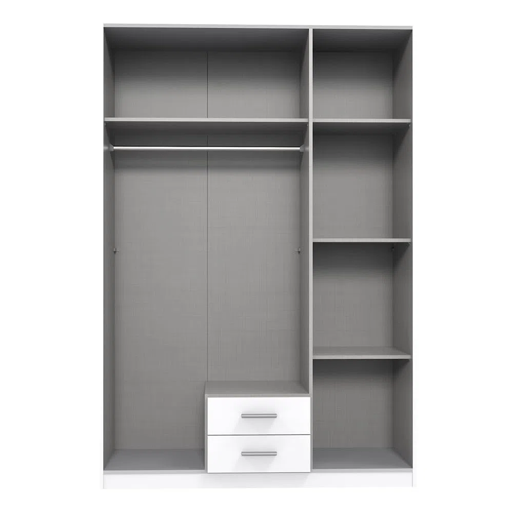 Lomadox Babyzimmer komplett Set 3-teilig mit Gitterbett Kleiderschrank, Bettschubkastenin weiß modern