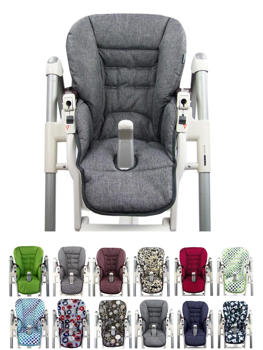 Ersatzbezug Sitzkissen [Bezug für Hochstuhl] kompatibel mit Peg Perego Prima Pappa DINER (dunkelgrau meliert)