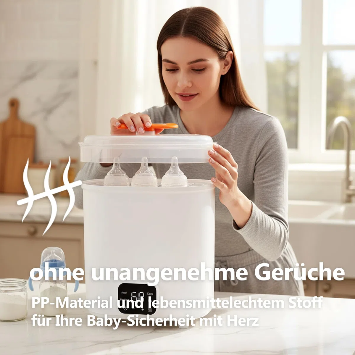 Sterilisator für Babyflaschen Automatisch Sterilisiert & Trocknet für Babyflaschen und mehr.