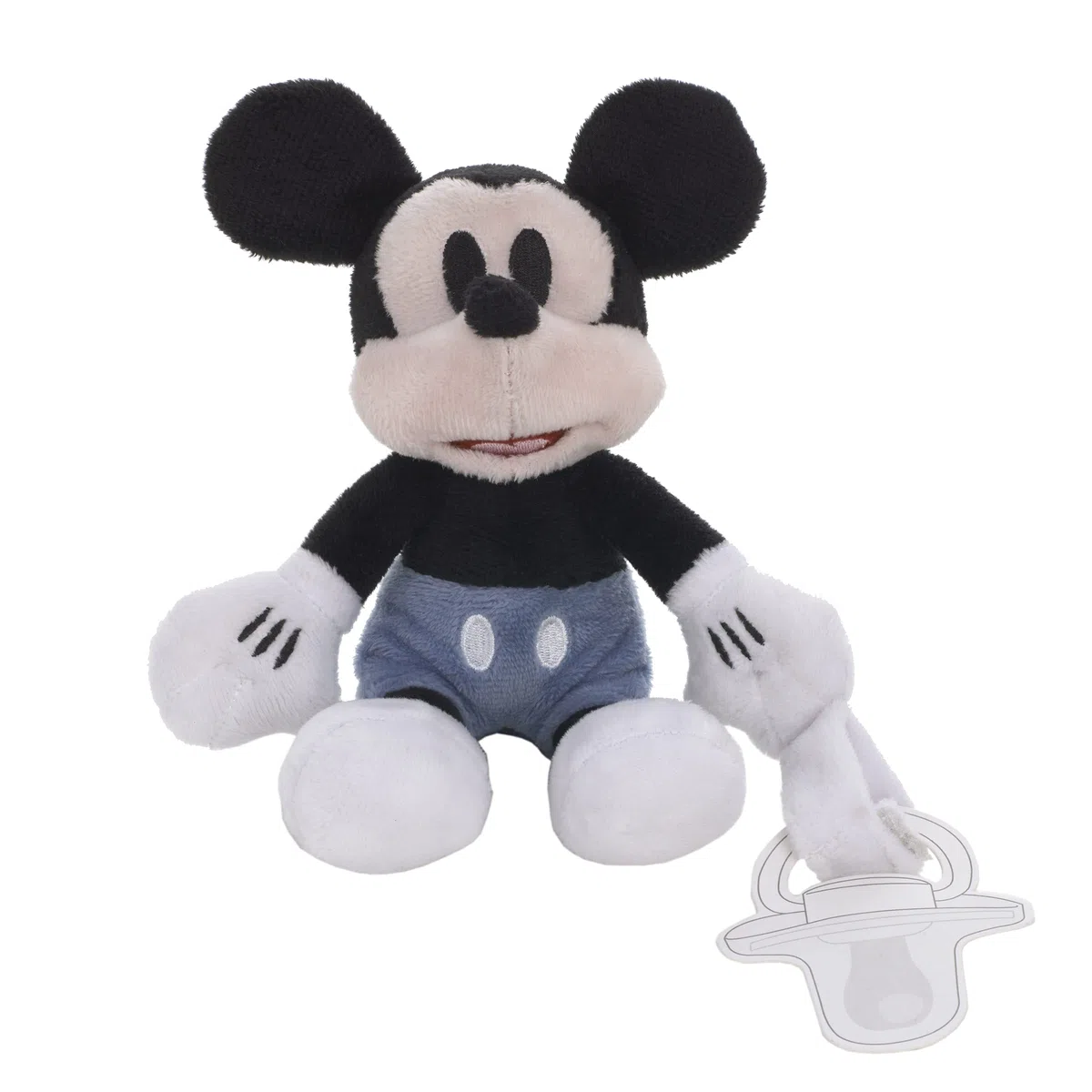 Disney Mickey Mouse Schnullerhalter aus Plüsch, Weiß, Blau und Schwarz