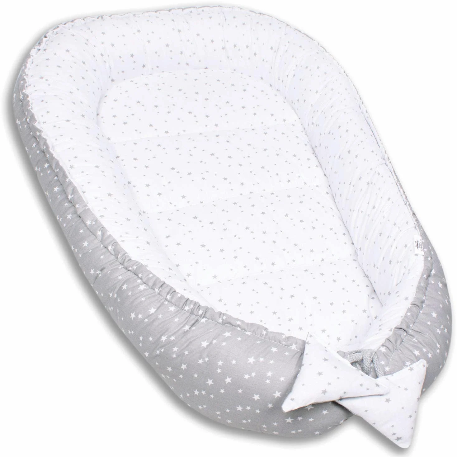 PaLulli Babynest Babynestchen 50x90 cm Babykokon, 2seitig, 100% Baumwolle, Nestchen für Babybett, Kuschelnest, Kissen, Reisebett für Baby und Säuglinge (Sterne F)