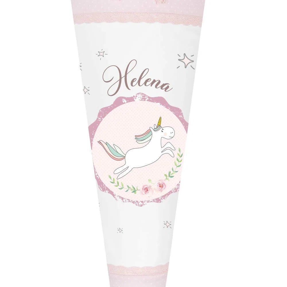 Einhorn Schultüte mit Namen aus Stoff 70cm groß