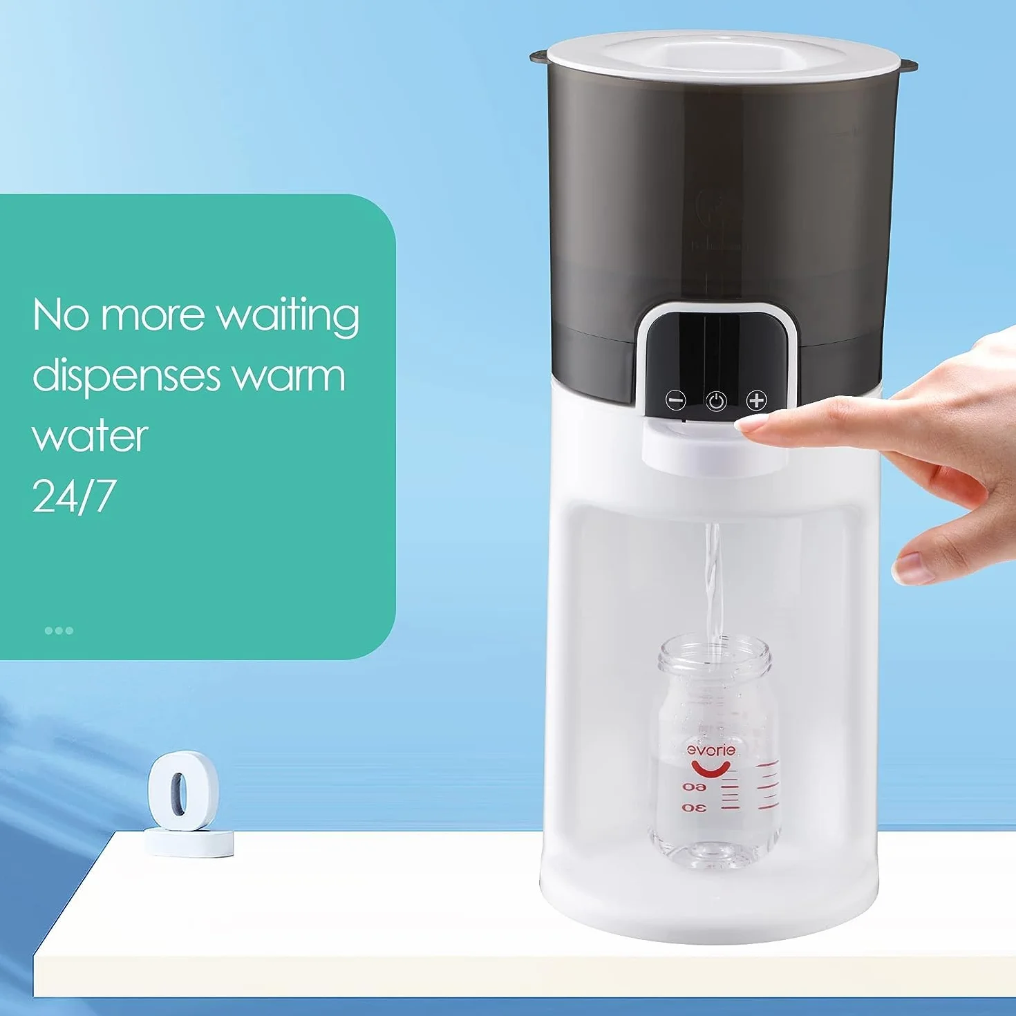 Bellababy Flaschenzubereiter für Babys,Flaschenwärmer Baby,Instant Warmer 5~15 Minuten,Wasserspender für Sofortige Herstellung von Formelflaschen,Abnehmbarer Behälter,Einfache Reinigung,Schwarz