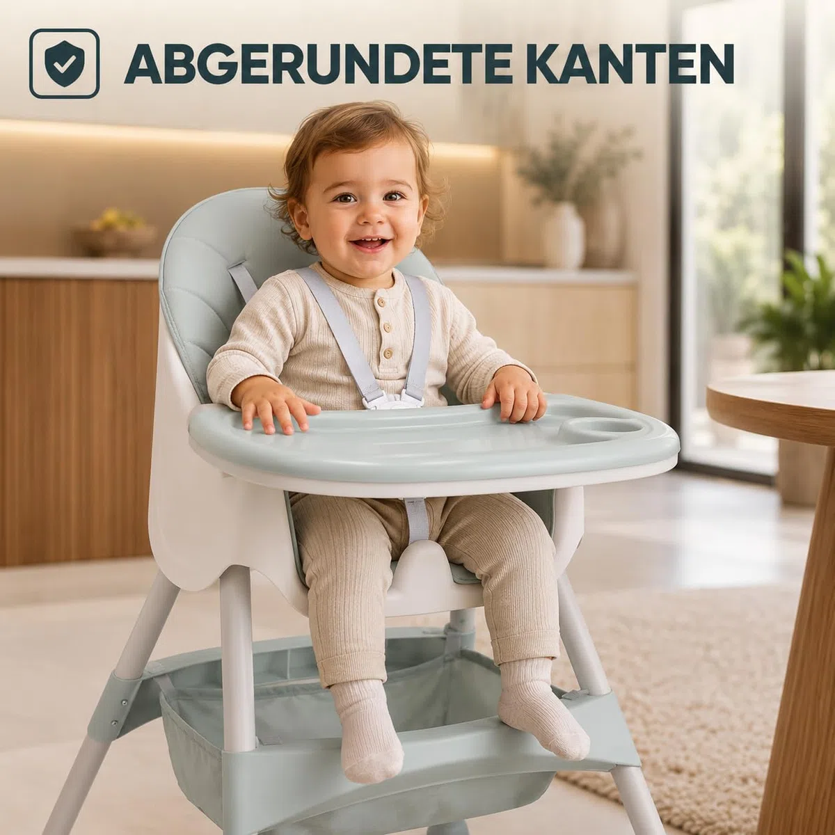Baby Vivo Hochstuhl 2in1 Baby Kinder Babyhochstuhl Kombihochstuhl - Abnehmbares Verstellbares Tablett - mit Hängekorb - Oscar in Türkis