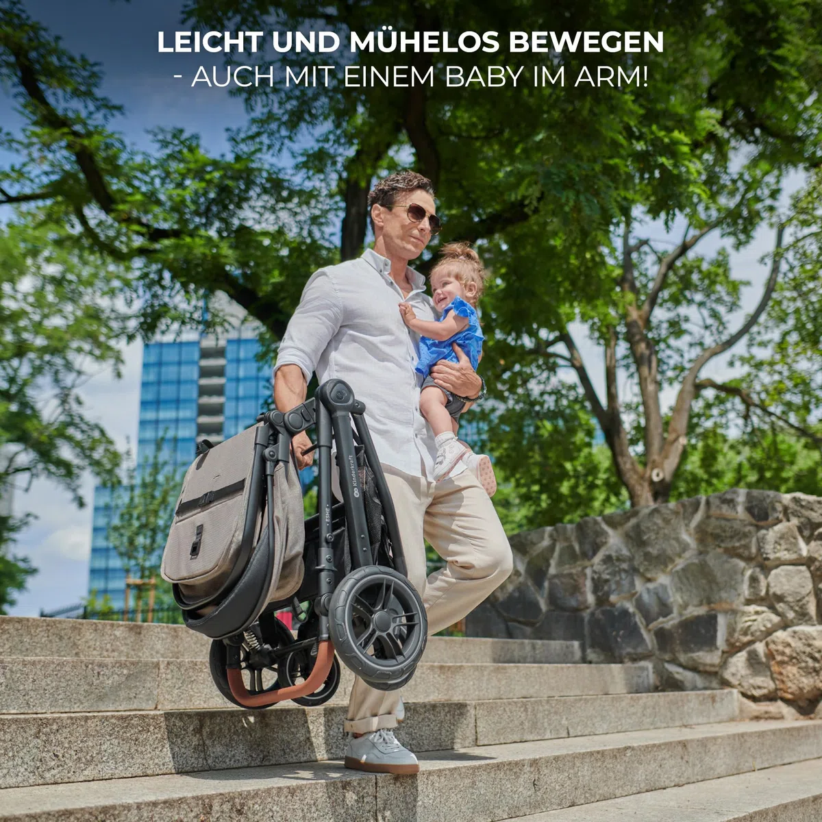 Kinderkraft ESME Kinderwagen 3 in 1 Komplettset bis 26 kg, Kombikinderwagen Reisesystem mit Babyschale I-size 40-75 cm, Zusammenklappen, Liegeposition, Grau