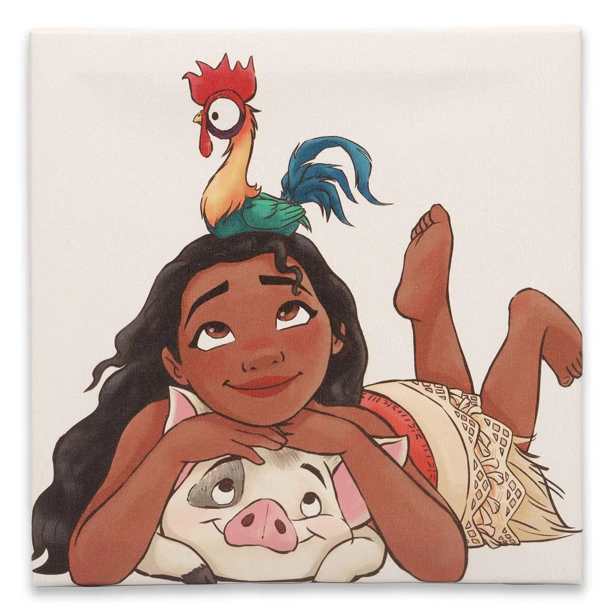 Open Road Brands Disney Moana, Pua und Hei Hei Galerie Leinwand-Wanddekoration, bezaubernde Moana-Wandkunst für Kinderzimmer oder Spielzimmer