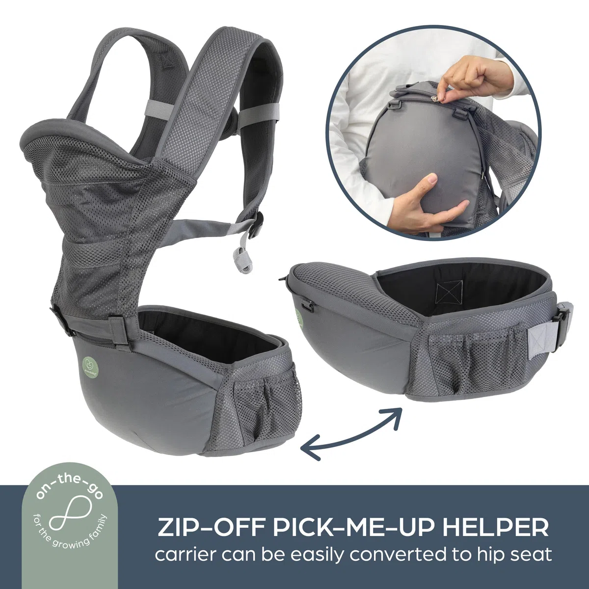 Dreambaby Elevate 5 in 1 Multifunktions-Babytrage, Grau