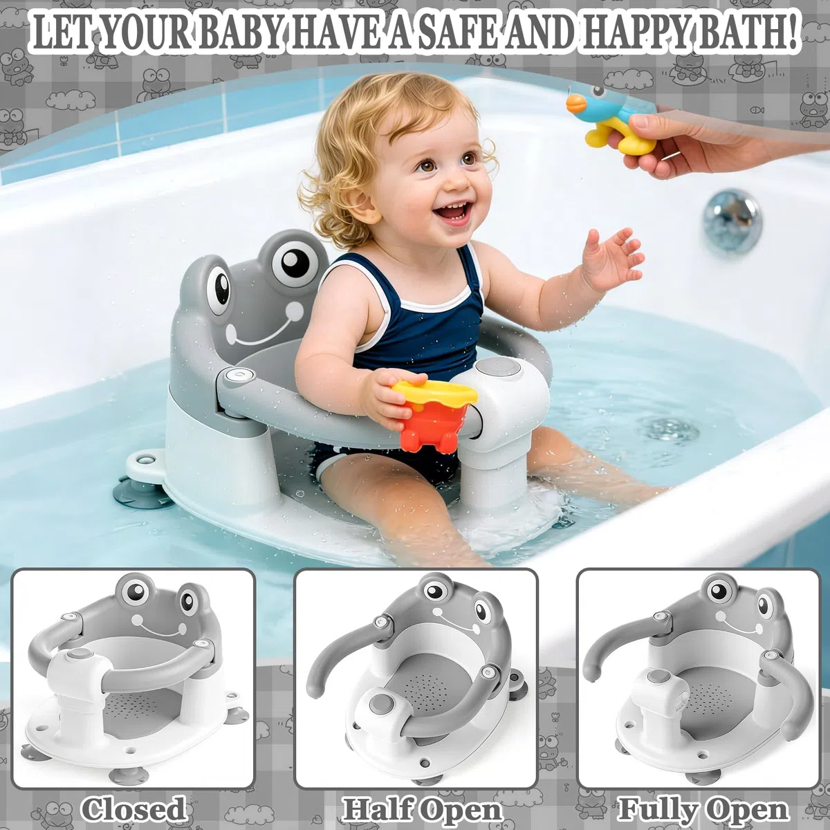 Badewannensitz Baby ab 6 Monate,Baby Badewannensitz,Badesitz Baby mit 4 Saugnäpfen und Kissen,Baby Bath Seat für Kleinkinder und Neugeborene,Baby Sitz Badewanne für Dusche oder Badewanne
