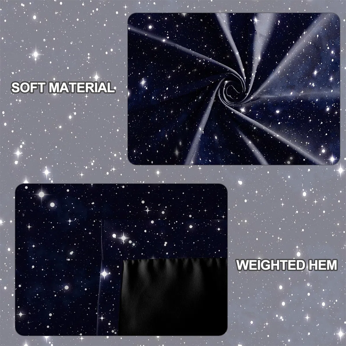 Galaxy Starry Night Blackout Vorhänge für Kinder Schlafzimmer Dunkelblau Außenraum Universum Raum Verdunkelung Fenster Vorhänge Hitze Blocking 2 Panel 117x138cm