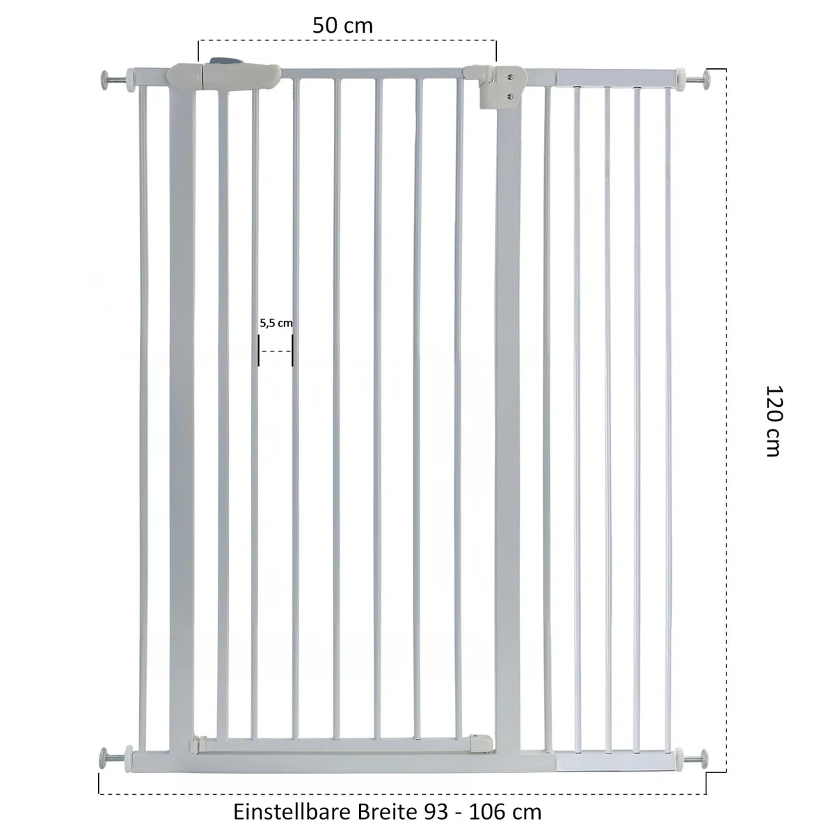 Absperrgitter Treppenschutzgitter Metall weiß verstellbar 93-106cm 120cm hoch