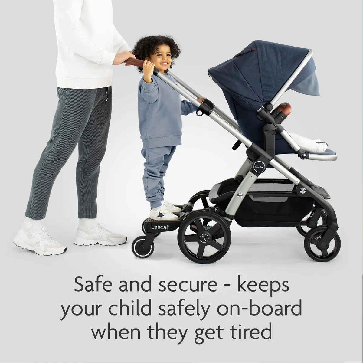 Lascal BuggyBoard Maxi, Kinderbuggy Trittbrett mit großer Stehfläche, Kinderwagen Zubehör für Kinder von 2-6 Jahren (22 kg), kompatibel mit fast jedem Buggy und Kinderwagen, schwarz