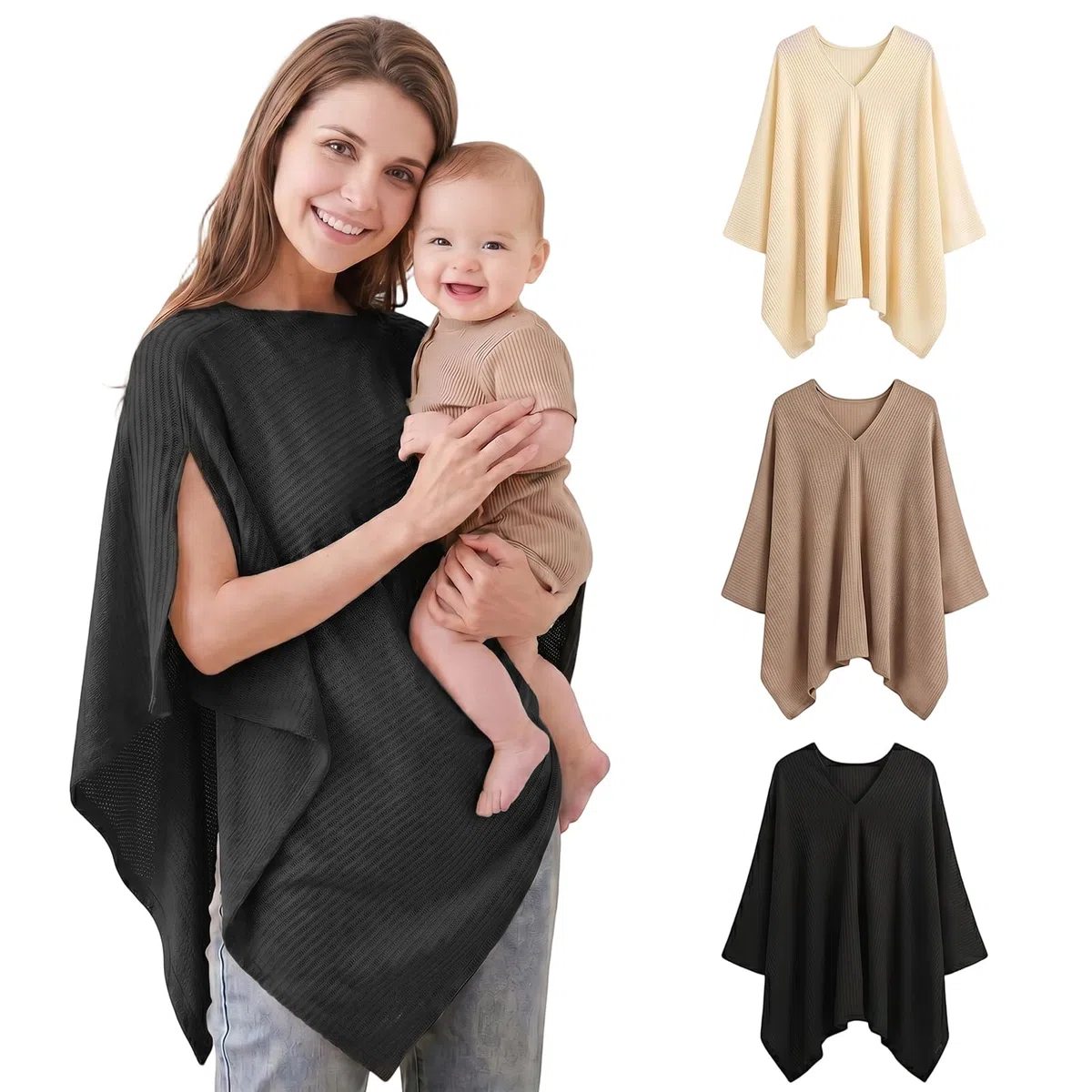 Stilltuch für unterwegs, Stillschal Still Tuch Atmungsaktiv Breastfeeding Nursing Cover, 360° Sichtschutz Stillschal für unterwegs Decke (Schwarz)